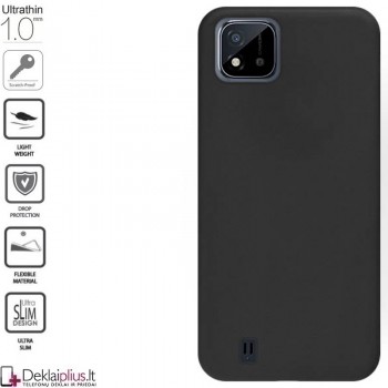 Silikoninis 1mm. storio dėklas - juodas (telefonams Realme C11 (2021)